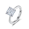 Wholesale Silver Jewelry Geometric Sugar Cube Ring Electroplated Inlaid Cubic Zirconia