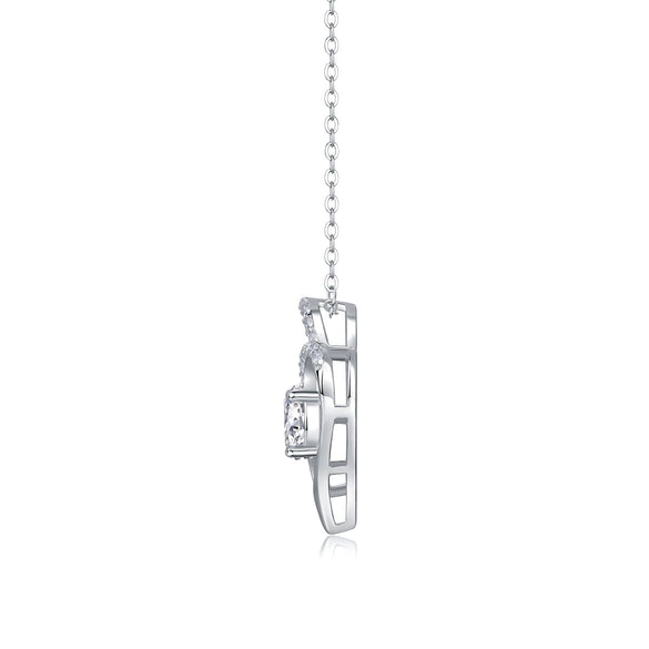 Wholesale Silver Jewelry 925 Silver Moissanite Pendant Necklace With Geometric Pattern And Cross Chain For Women Set With Diamonds