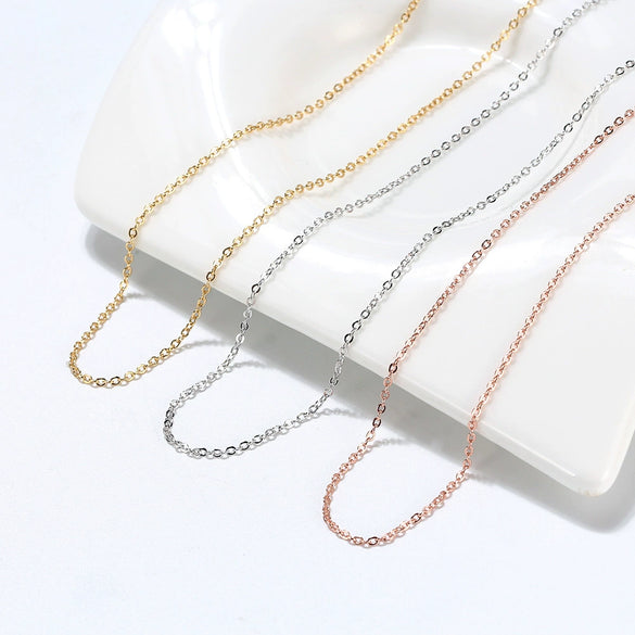 Wholesale Silver Jewelry Sterling Silver Gold Plated Press Light Plain Clavicle Chain With Geometric Pattern For Women