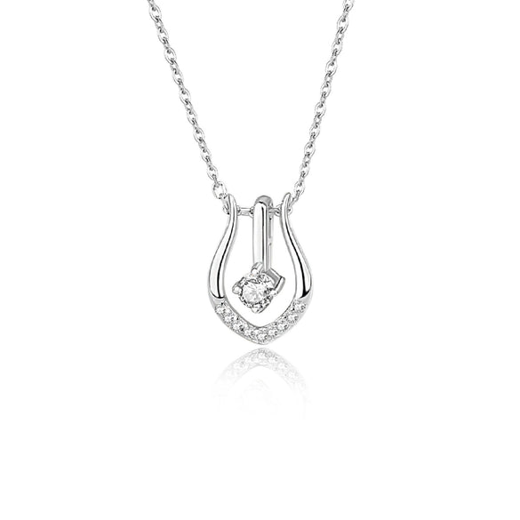 Wholesale Silver Jewelry Ushaped Horseshoe Pendant Necklace For Women With Diamond Design