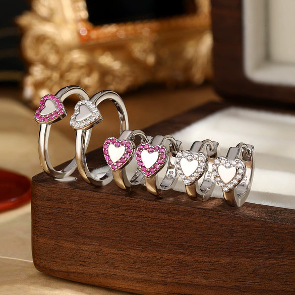 Wholesale Silver Jewelry With Zircon Inlay Love Heart Water Drop Bell Design For Women