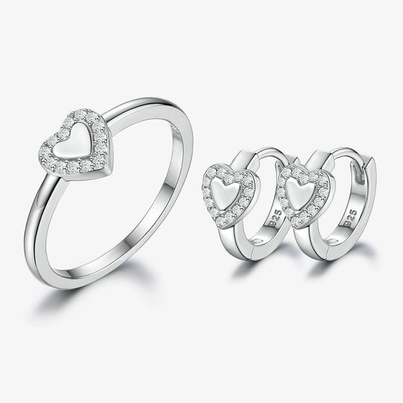 Wholesale Silver Jewelry With Zircon Inlay Love Heart Water Drop Bell Design For Women