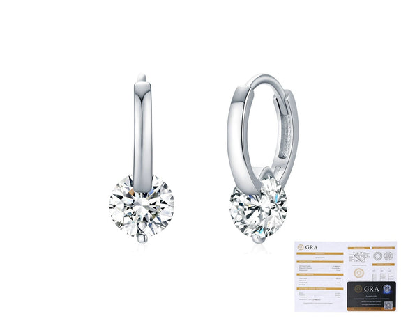 Wholesale 925 Silver Light Luxury Single Diamond Earrings For Women With Geometric Shape And Set With Diamonds Processing