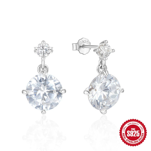 Wholesale 925 Silver Luxury Geometric Diamond Earrings For Women With Electroplating Treatment