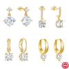 Wholesale 925 Silver Luxury Geometric Diamond Earrings For Women With Electroplating Treatment
