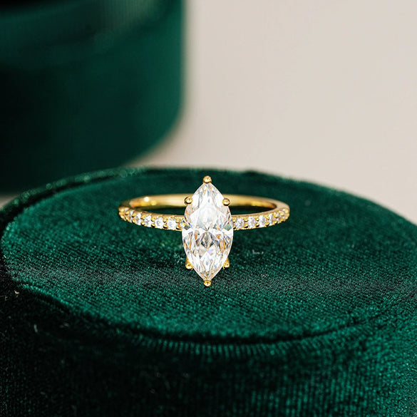 Wholesale 925 Silver Marquiseshaped Moissanite Ring Geometric Diamond Design Casual Minimalist Women's Ring