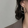 Wholesale Silver Metal Multi Layer Geometric Circle Cold Wind Electroplated Earrings For Women Light Luxury High End Style