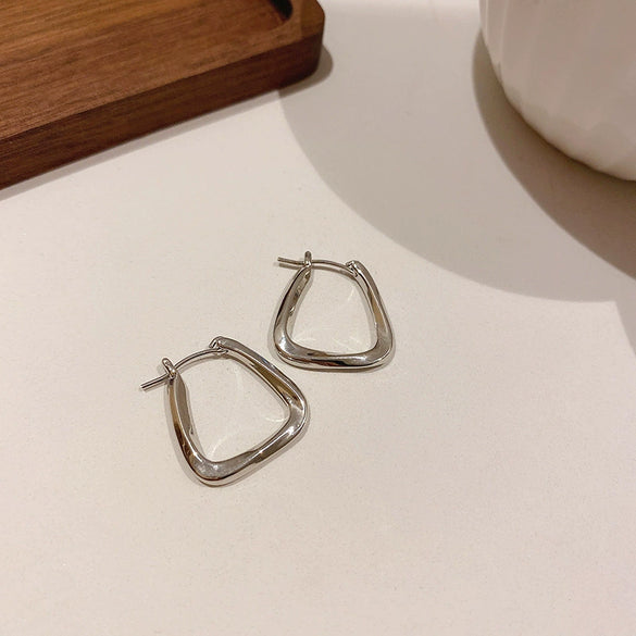 Wholesale Silver Metal Multi Layer Geometric Circle Cold Wind Electroplated Earrings For Women Light Luxury High End Style