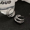 Wholesale Silver Metal Multi Layer Geometric Circle Cold Wind Electroplated Earrings For Women Light Luxury High End Style