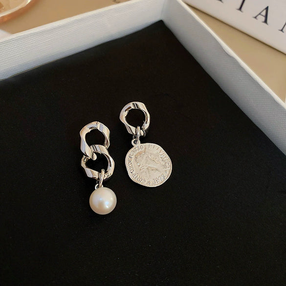 Wholesale Silver Metal Multi Layer Geometric Circle Cold Wind Electroplated Earrings For Women Light Luxury High End Style