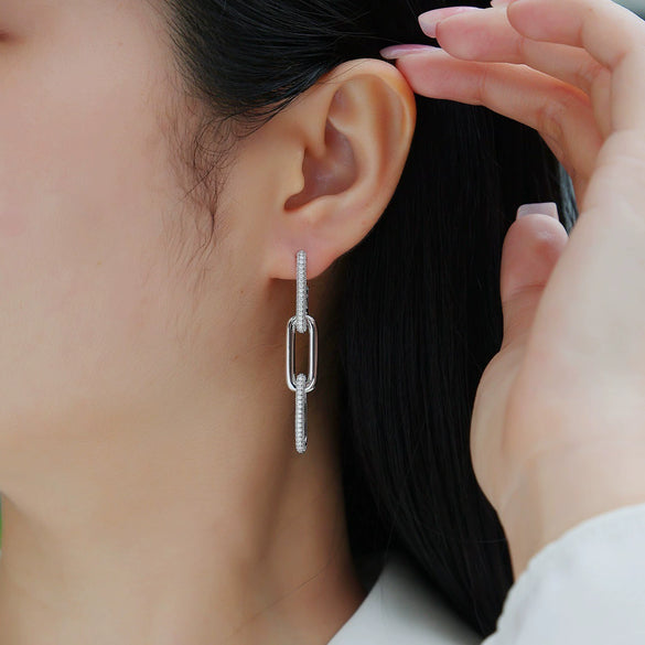 Wholesale 925 Silver Moissanite Geometric Fashion Light Luxury Women's Earrings Set With Diamonds