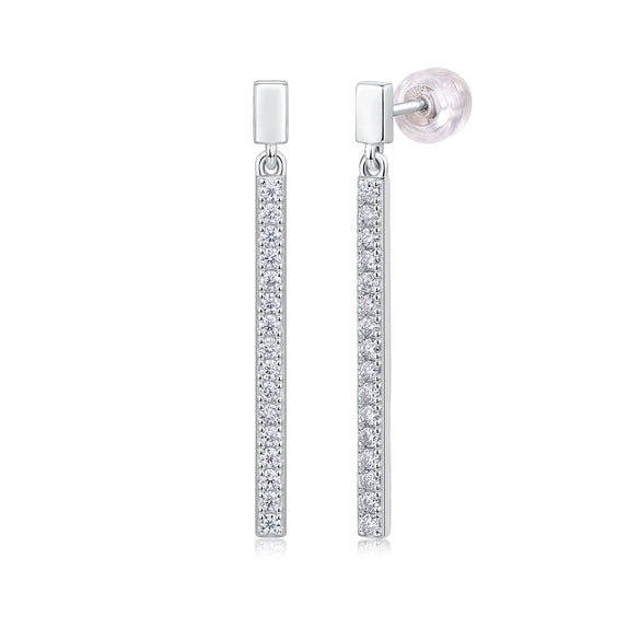 Wholesale 925 Silver Moissanite Inlaid Geometric Fashion Earrings
