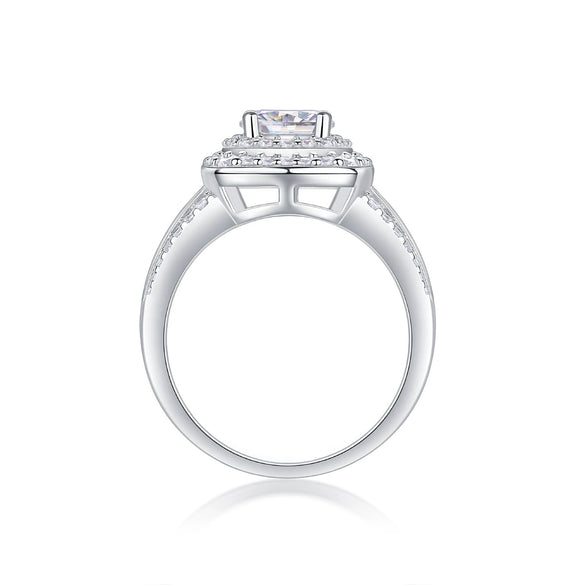 Wholesale 925 Silver Moissanite Inlay Geometric Fashion Women's Ring