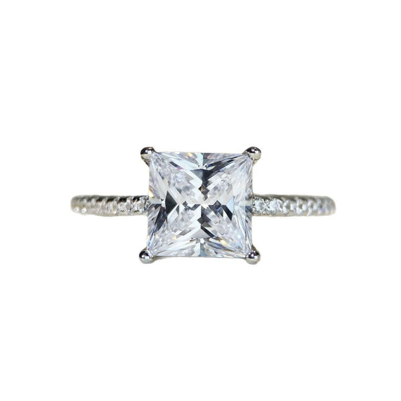 Wholesale Silver Moissanite Ring With Geometric Shape And Electroplating For Women