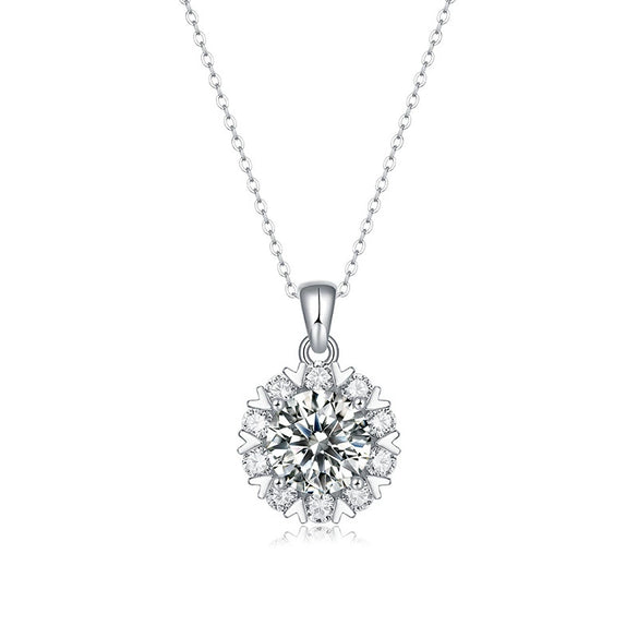 Wholesale 925 Silver Moissanite Romantic Snowflake Pendant Necklace With Ball Chain Electroplated For Women