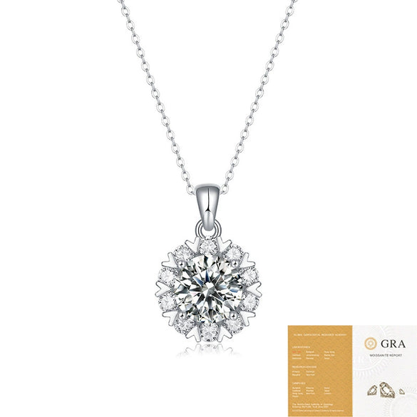 Wholesale 925 Silver Moissanite Romantic Snowflake Pendant Necklace With Ball Chain Electroplated For Women