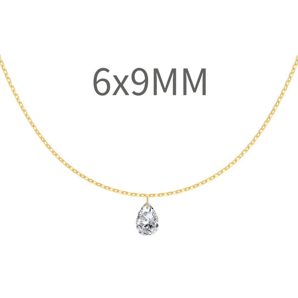 Wholesale Silver Necklace Light Luxury Minimalist Style Geometric Drop Shape Zircon Pendant Electroplated For Women