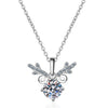Wholesale Silver Necklace With Animal Zodiac Pattern Plated Pt950 Fourclaw Setting Artificial Diamond Clavicle Chain