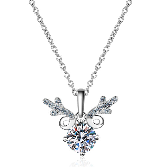 Wholesale Silver Necklace With Animal Zodiac Pattern Plated Pt950 Fourclaw Setting Artificial Diamond Clavicle Chain