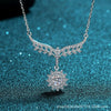 Wholesale Silver Necklace With Geometric Pattern And Fourclaw Setting Electroplated For Female