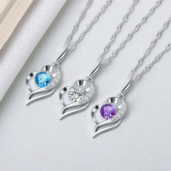 Wholesale Silver Necklace With Heart Pendant And Electroplating Treatment