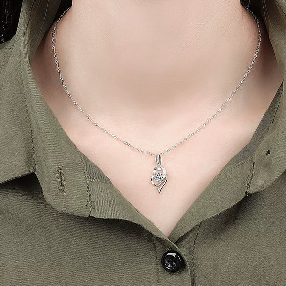 Wholesale Silver Necklace With Heart Pendant And Electroplating Treatment