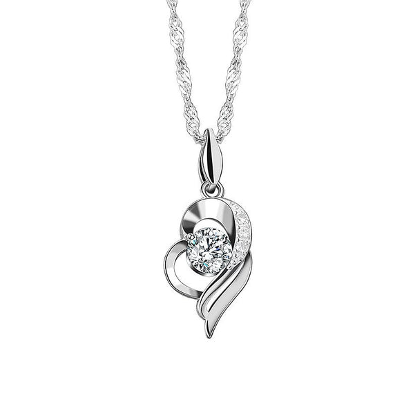 Wholesale Silver Necklace With Heart Pendant And Electroplating Treatment