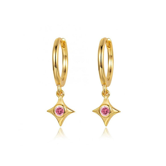 Wholesale Silver Needle And Copper Earrings With Colorful Zircon Geometric And Star Pattern Retro Style For Women