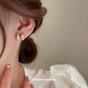 Wholesale Silver Needle Earrings With Real Gold Electroplated Metal Letter Pattern Light Luxury Style