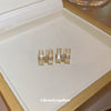 Wholesale Silver Needle Earrings With Real Gold Electroplated Metal Letter Pattern Light Luxury Style
