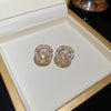 Wholesale Silver Needle Earrings With Real Gold Electroplated Metal Letter Pattern Light Luxury Style
