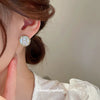 Wholesale Silver Needle Earrings With Real Gold Electroplated Metal Letter Pattern Light Luxury Style