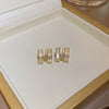 Wholesale Silver Needle Earrings With Real Gold Electroplated Metal Letter Pattern Light Luxury Style