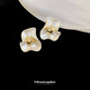 Wholesale Silver Needle Earrings With Real Gold Plating And Pleated Flower Design For Women Made Of Alloy
