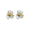 Wholesale Silver Needle Earrings With Real Gold Plating And Pleated Flower Design For Women Made Of Alloy