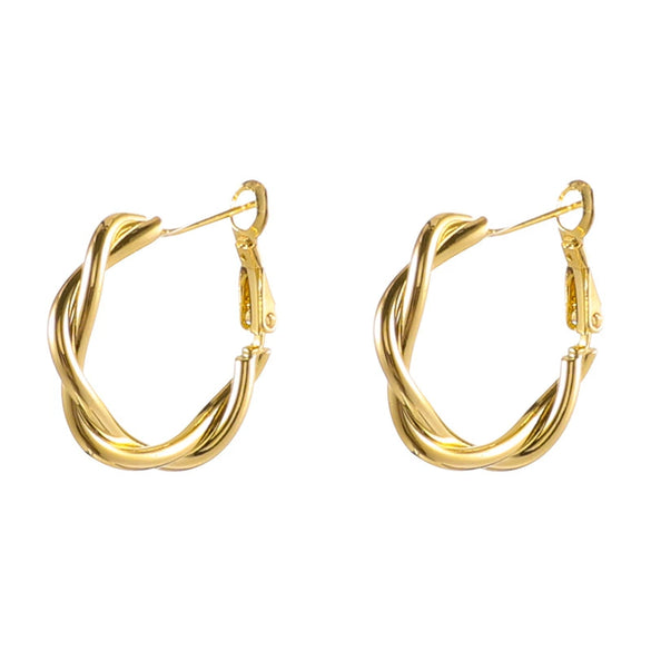 Wholesale Silver Needle Geometric Twist Diecast Metal Earrings For Women With Electroplating Treatment