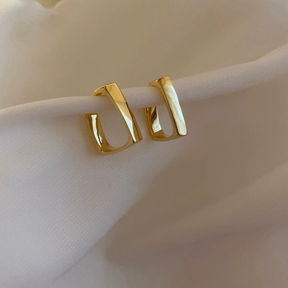 Wholesale Silver Needle Geometric Twist Diecast Metal Earrings For Women With Electroplating Treatment