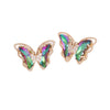 Wholesale 925 Silver Needle Gradient Butterfly Copper Micro Inlaid Earrings