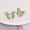 Wholesale 925 Silver Needle Gradient Butterfly Copper Micro Inlaid Earrings