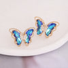 Wholesale 925 Silver Needle Gradient Butterfly Copper Micro Inlaid Earrings
