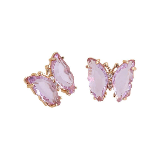 Wholesale 925 Silver Needle Multi Color Butterfly Earrings Copper Material