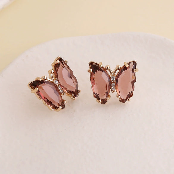 Wholesale 925 Silver Needle Multi Color Butterfly Earrings Copper Material