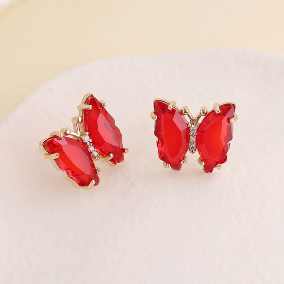 Wholesale 925 Silver Needle Multi Color Butterfly Earrings Copper Material