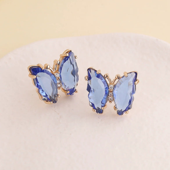 Wholesale 925 Silver Needle Multi Color Butterfly Earrings Copper Material