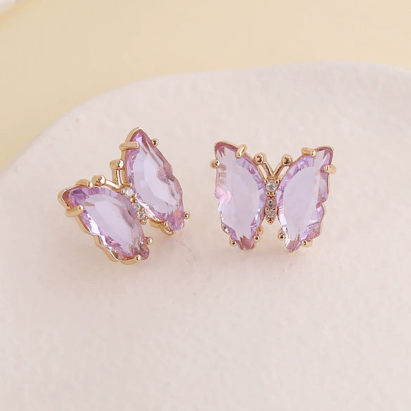 Wholesale 925 Silver Needle Multi Color Butterfly Earrings Copper Material