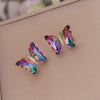 Wholesale 925 Silver Needle Multicolor Gradient Butterfly Earrings For Women With Electroplating Treatment