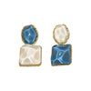 Wholesale Silver Needle Sparkling Irregular Square Oval Alloy Earrings With Resin Inlay For Women