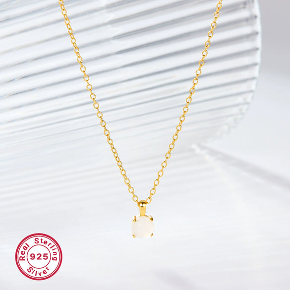 Wholesale 925 Silver Opal Fashion Necklace With Geometric Design And Electroplating Treatment For Women