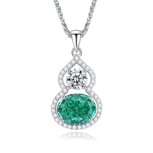 Wholesale Silver Pendant Necklace With Cross Chain Light Luxury Style Cultivation Emerald Gem High Carbon Diamond For Women