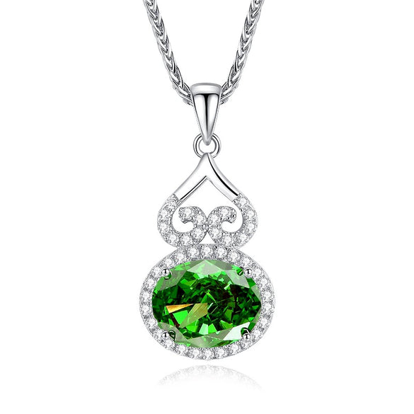 Wholesale Silver Pendant Necklace With Cross Chain Light Luxury Style Cultivation Emerald Gem High Carbon Diamond For Women